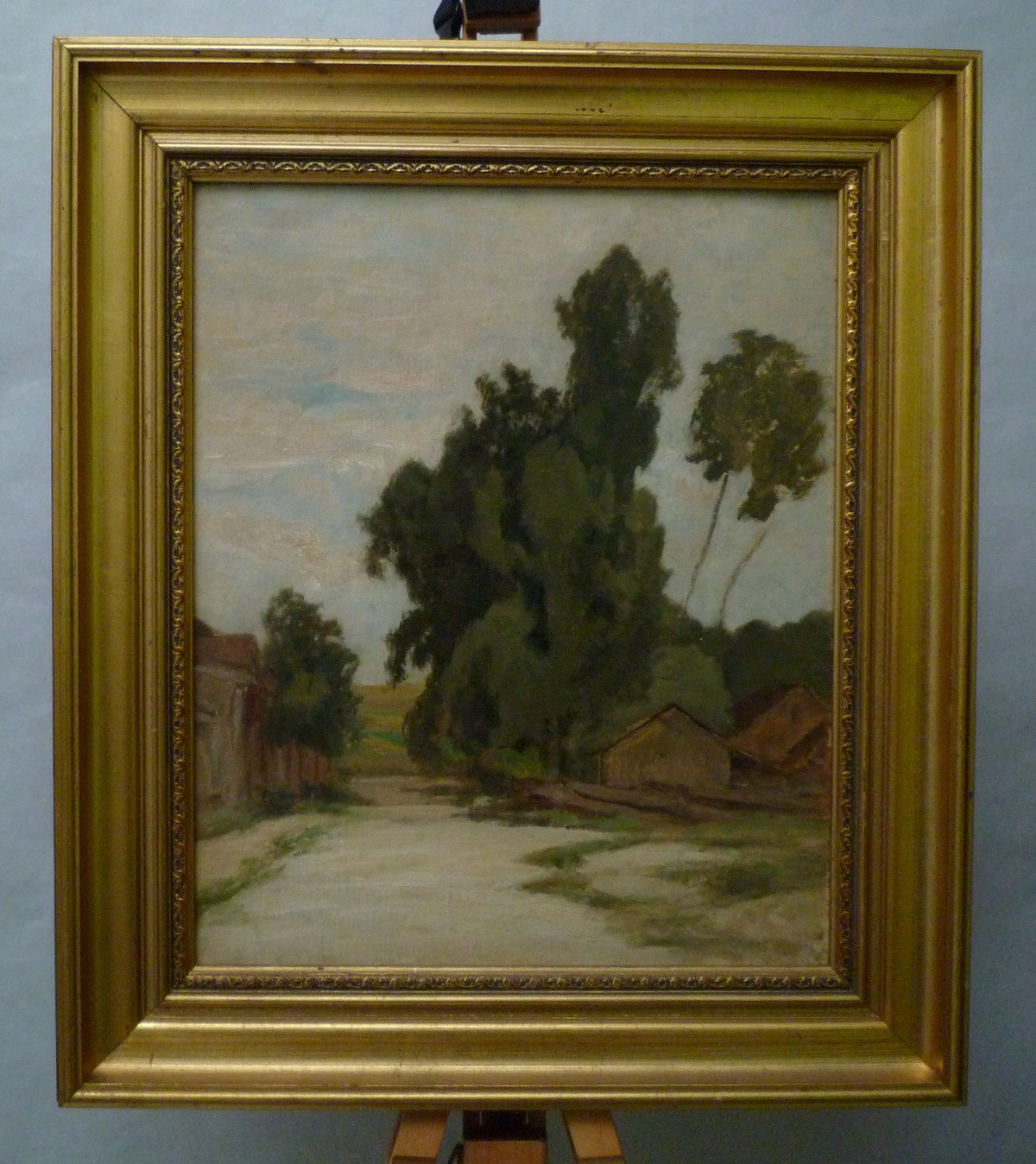 Tableau huile sur toile, Paysage de campagne, par G. Perrichon, seconde moitié XIXème siècle